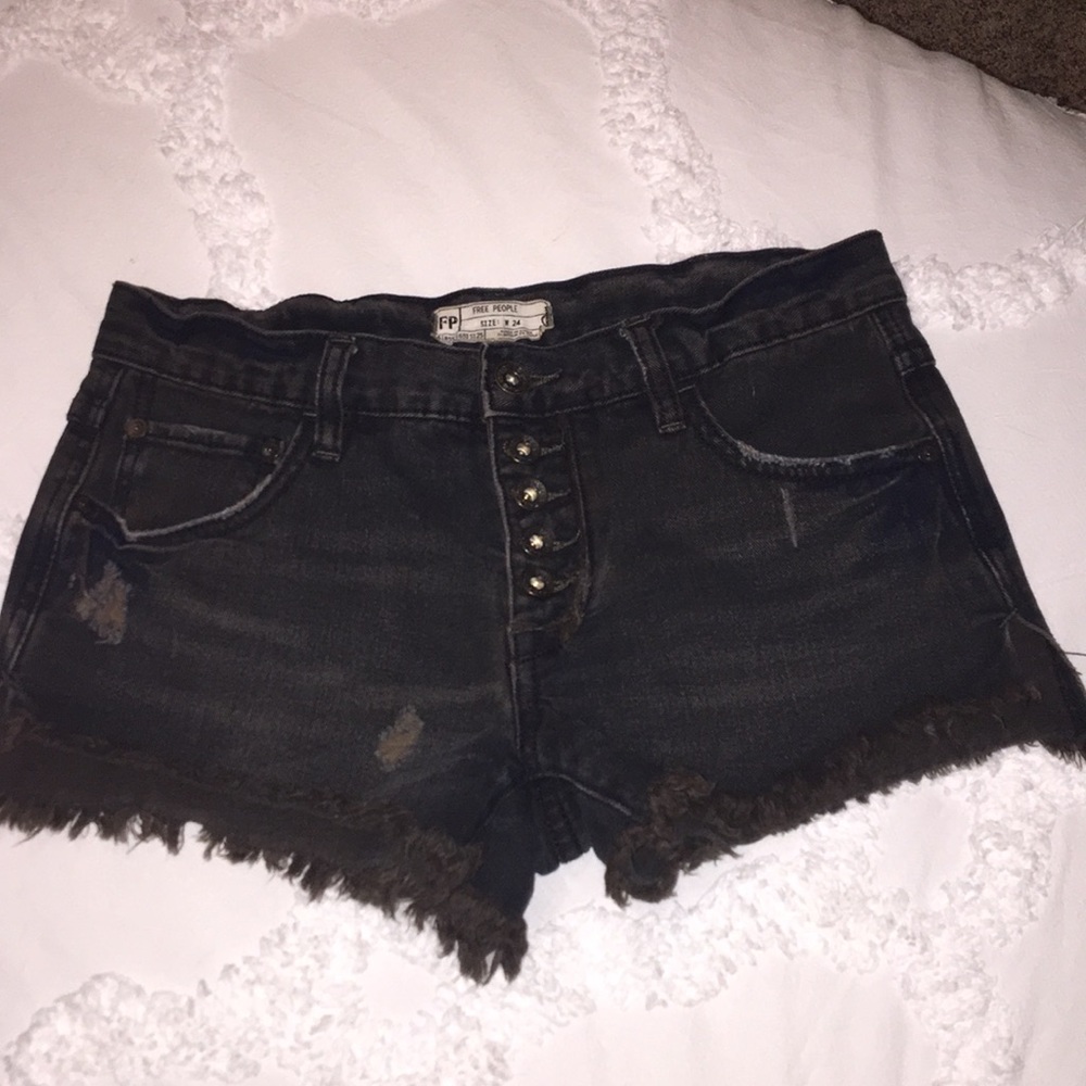 Free people black distressed shorts